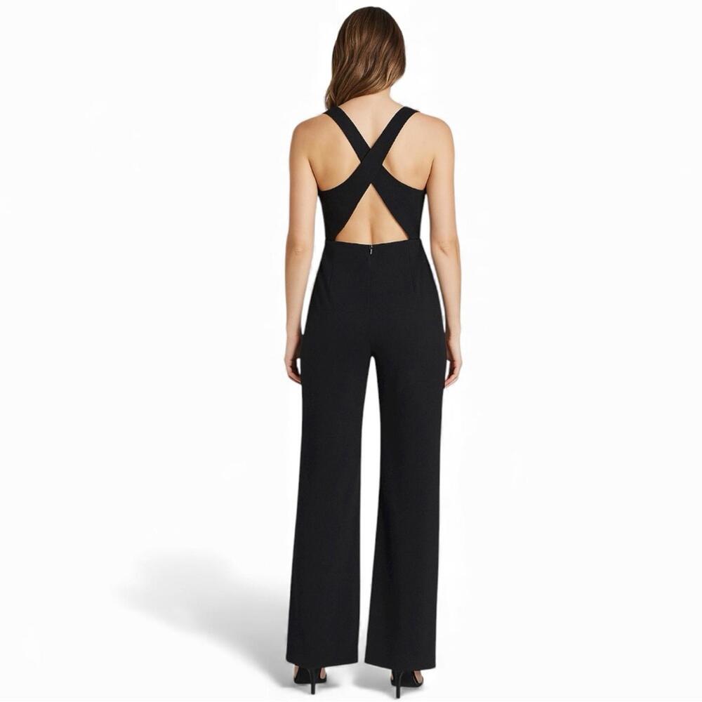 Jumpsuit Romper V-Neck Crisscross Back Wide Leg Sz S Crystal Sky